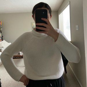 White cowl neck sweater